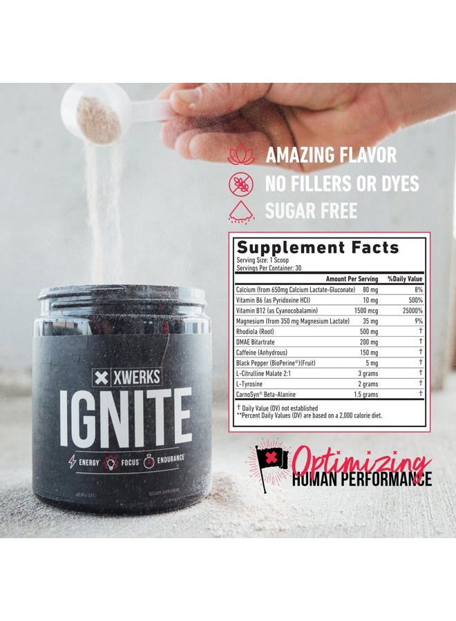 Xwerks Ignite Watermelon Pre Workout Powder| Best Natural Keto Pre-Workout for Women and Men with Explosive Energy | Gluten Free Preworkout Blend for Endurance Stamina| 150 mg Caffeine 30 Servings - Image 2