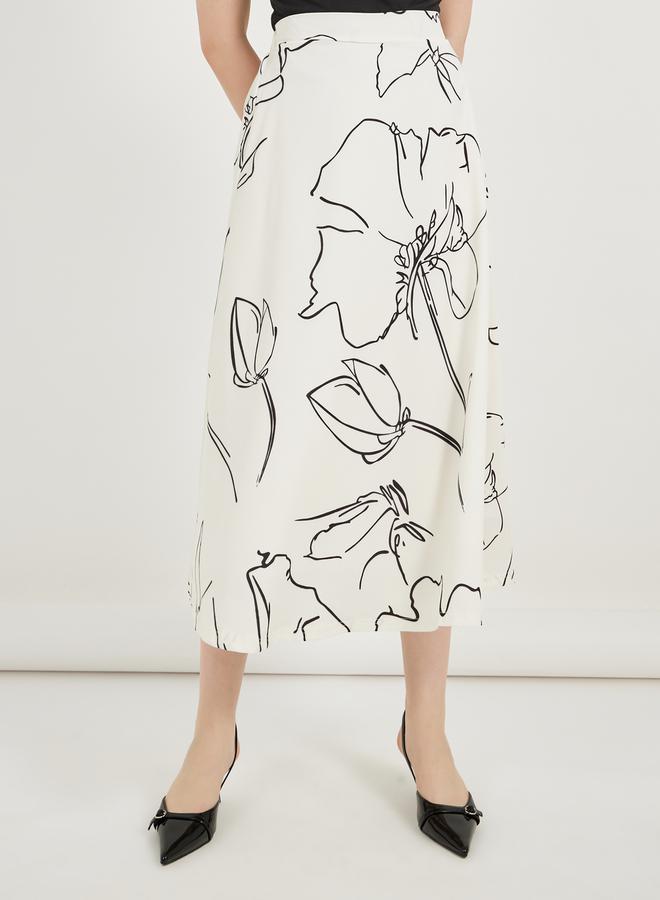 Styli Floral Print A-Line Midi Skirt  - Image 2
