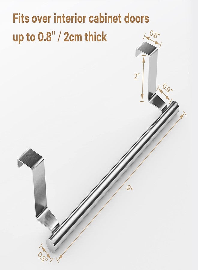Mosuch Stainless Steel Over Door Towel Rack Bar Holders for Universal Fit on Over Cabinet Cupboard Doors 2 Pack (Sliver) - Image 2