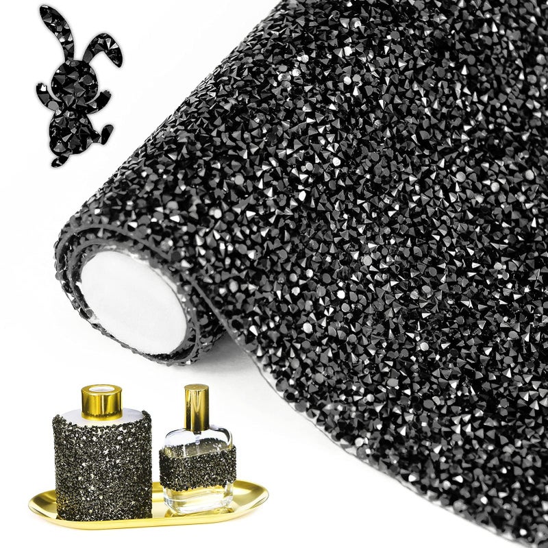 Locacrystal Bling Rhinestone Sticker DIY Home Decor Stickers SelfAdhesive Crystal Sheet Stickers for Cars  Crafts DecorationBlack94x158
