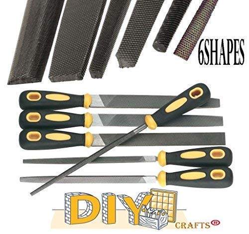 DIY Crafts Diy Crafts 10388 6411 12 Long Soft Grip Half Round Square Triangular Flat Tapered Rasp File Multicolor 6 Piece  - Image 4