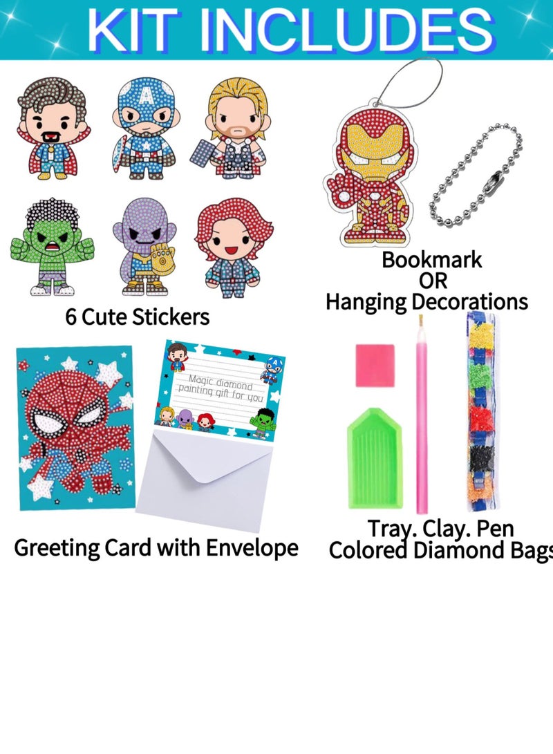 Excefore أطقم ملصقات الرسم بالألماس للأطفال، أطقم فن الجواهر، رسم ألماس 5D كبير، فن الألماس للأطفال مع النقاط، هدية بطل خارق للأولاد والبنات من سن 4-12 - Image 2