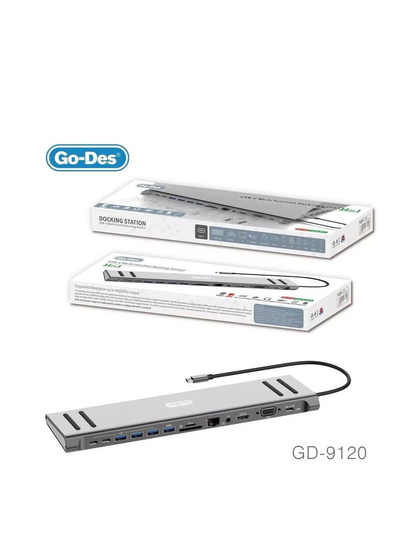 ELTRAZONE 14in1 USB C Type-c Hub hubs docking station dual 4K HDR, VGA, RJ45 Ethernet USB3.0 100W PD SD/TF/ Card reader 3.5mm Audio Go-Des PD Charging adapter for MacBook Pro and Huawei - Image 5