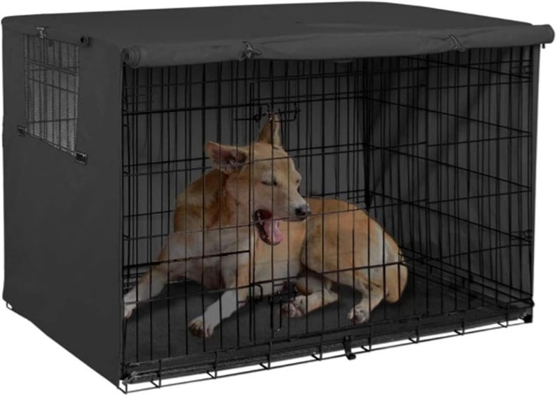 Dog Cage Cover, Pet Kennel Cover with Oxford Cloth, 63.5x50.8x48cm Dog Crate Sun Protection Cover for Home and Outdoor Use, Breathable Mesh Window and Storage Bag Includ (Black) - Image 5