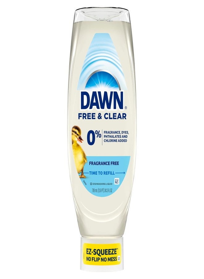 Dawn Free & Clear EZ-Squeeze Dish Soap Liquid, Dishwashing Liquid, Grease Removal, Upside Down Bottle, Unscented, 24.3 Fl Oz - Image 5