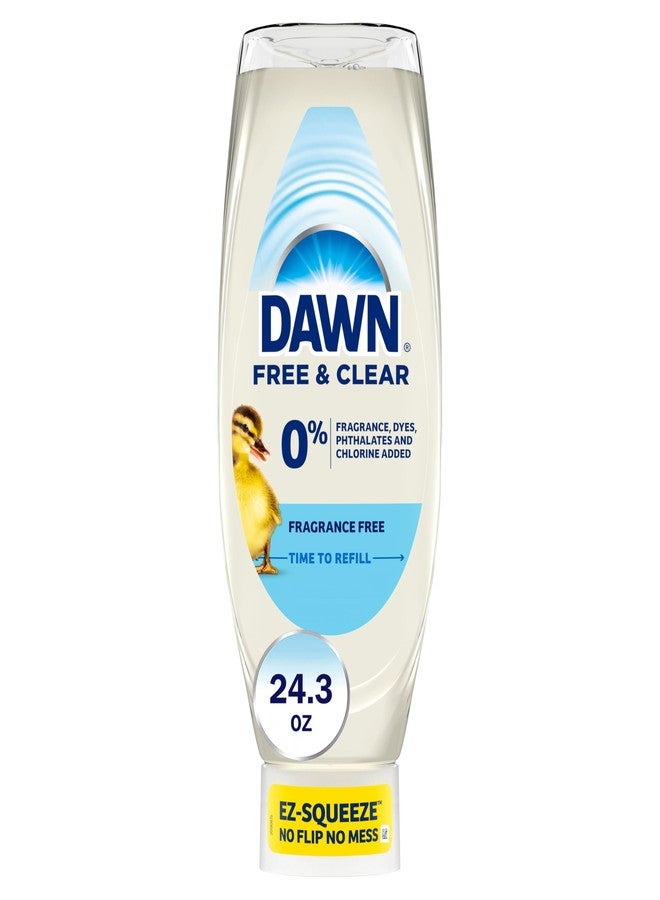 Dawn Free & Clear EZ-Squeeze Dish Soap Liquid, Dishwashing Liquid, Grease Removal, Upside Down Bottle, Unscented, 24.3 Fl Oz - Image 1