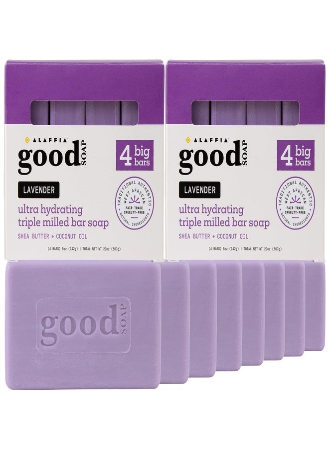 Alaffia Good Soap Lavender 2-Pack (8 Bars) - Long-Lasting, Triple-Milled with Fair Trade Shea Butter - Image 1