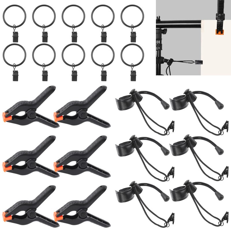 Rustark 22Pcs Backdrop Kit with Clips Clamps Rings Spring Clamps for Photography Video Studio - Image 2