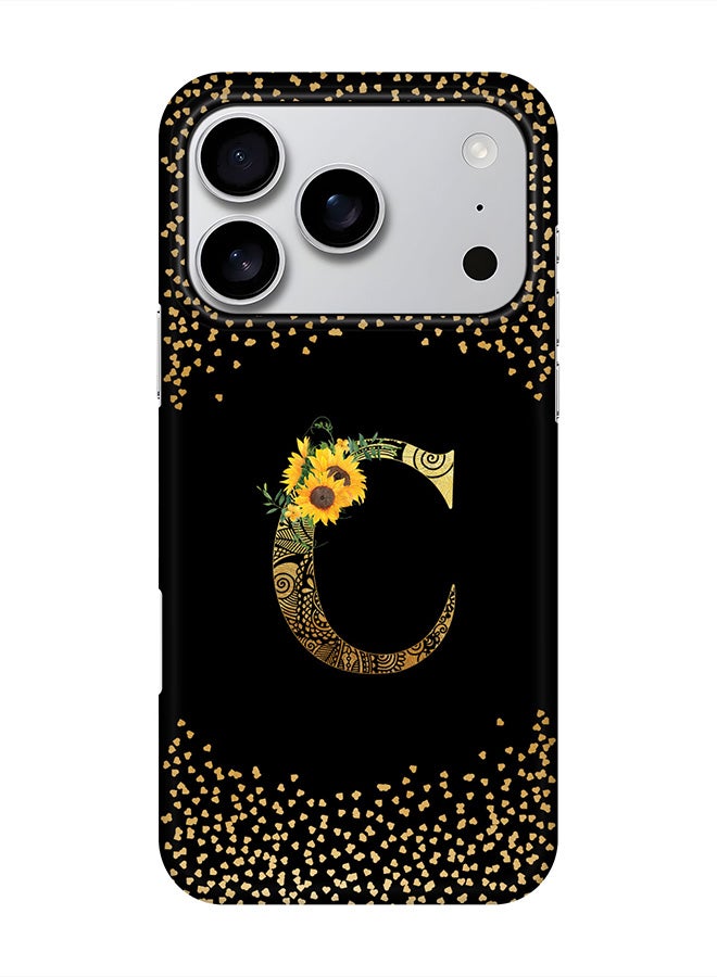 Stylizedd For iPhone 17 Pro,Case, [Compatible with MagSafe] Magnetic cover Slim fit Protection Matte, - Custom Floral Monogram - C ( Black )