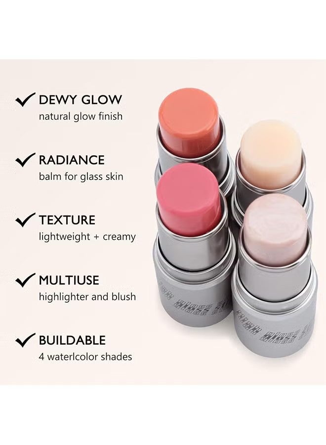 Kaxier Champagne Highlighter Stick, Sheer Shimmer Glow Face Highlighter, Radiance Balm for Glass Skin, Lightweight Creamy Multiuse Makeup Stick, Buildable Watercolor Makeup Balm #102 - Image 4