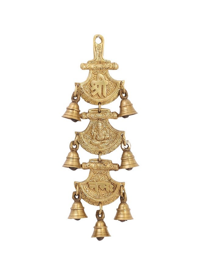Two Moustaches Shree Ganeshaya Namah Brass Hanging Bells - Image 1