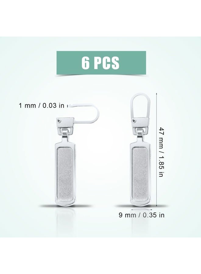 KINBOM 6pcs Zipper Pull Replacement, Metal Zipper Pulls Detachable Zipper Handle Tags Gripper Mend Fixer Repair Kit for Jacket Boots Jeans Coat Suitcase Luggage Dresses (Silver) - Image 2