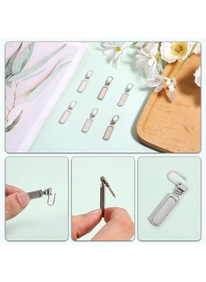 KINBOM 6pcs Zipper Pull Replacement, Metal Zipper Pulls Detachable Zipper Handle Tags Gripper Mend Fixer Repair Kit for Jacket Boots Jeans Coat Suitcase Luggage Dresses (Silver) - Image 3