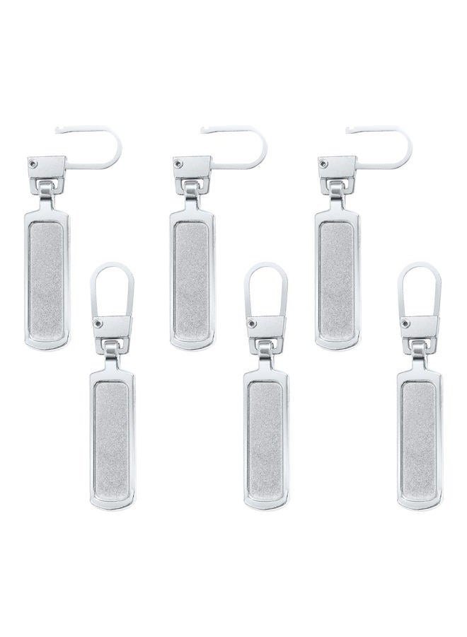 KINBOM 6pcs Zipper Pull Replacement, Metal Zipper Pulls Detachable Zipper Handle Tags Gripper Mend Fixer Repair Kit for Jacket Boots Jeans Coat Suitcase Luggage Dresses (Silver) - Image 1