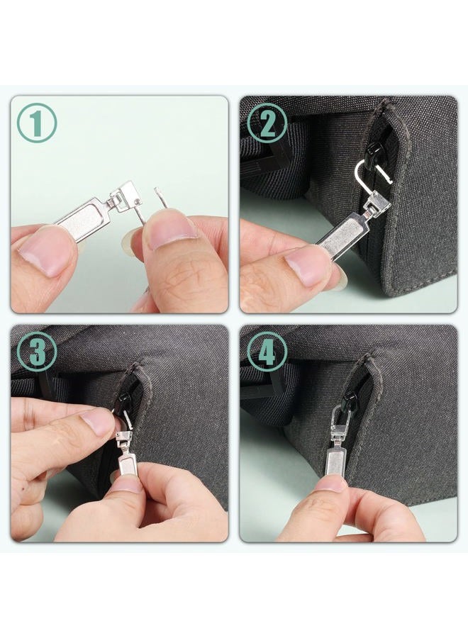 KINBOM 6pcs Zipper Pull Replacement, Metal Zipper Pulls Detachable Zipper Handle Tags Gripper Mend Fixer Repair Kit for Jacket Boots Jeans Coat Suitcase Luggage Dresses (Silver) - Image 4