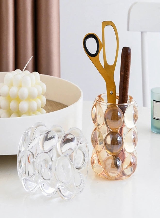 KNC Pen Pencil Container Multi-Purpose Handcrafted Comb Makeup Brush Holder Office Desk Accessories Storage Cosmetic Tools Organizer (Amber) - Image 3