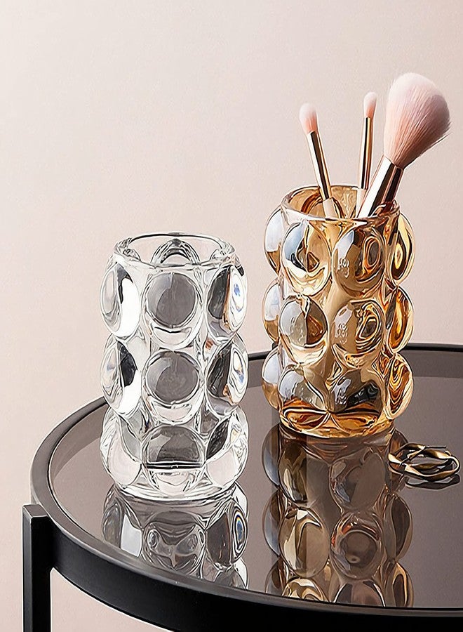 KNC Pen Pencil Container Multi-Purpose Handcrafted Comb Makeup Brush Holder Office Desk Accessories Storage Cosmetic Tools Organizer (Amber) - Image 5