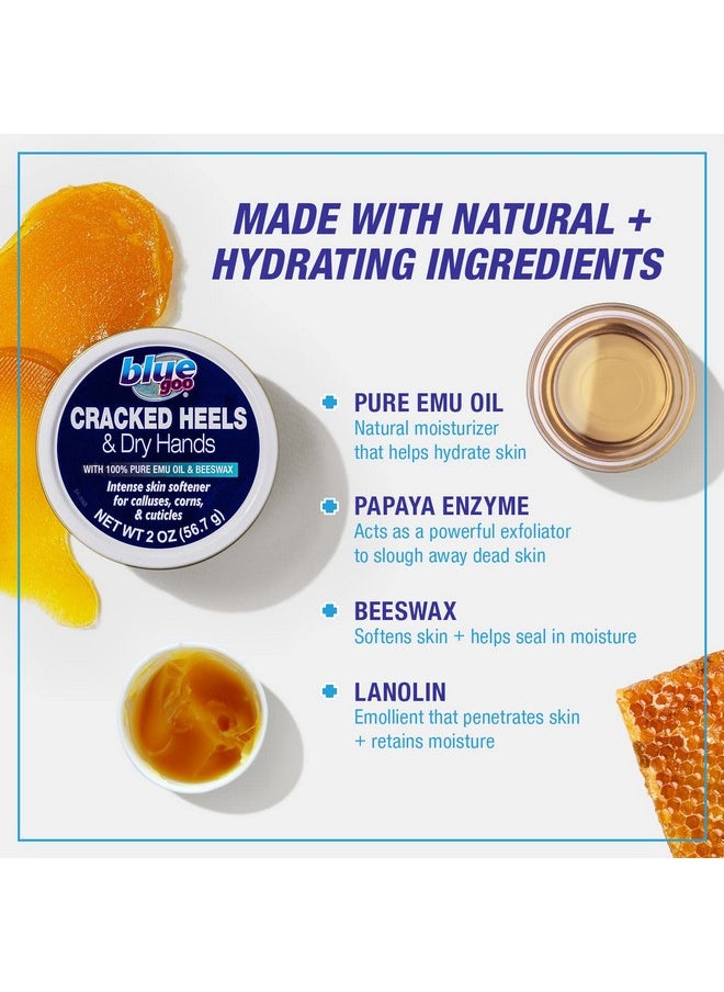 Blue Goo - Cracked Heels & Dry Hands Intense Skin Softener For Calluses Corns & Elbow Dryness Relief Fast Penetrating Hydrating Moisturizer Made W/ 100% Pure Emu Oil & Beeswax 2 Oz (2 Pack) - Image 1