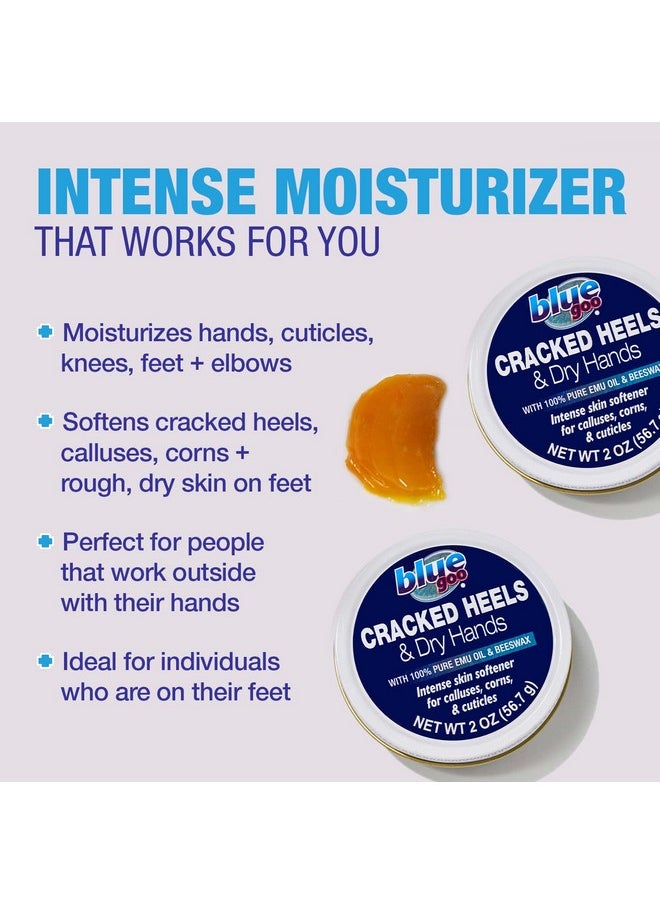 Blue Goo - Cracked Heels & Dry Hands Intense Skin Softener For Calluses Corns & Elbow Dryness Relief Fast Penetrating Hydrating Moisturizer Made W/ 100% Pure Emu Oil & Beeswax 2 Oz (2 Pack) - Image 1