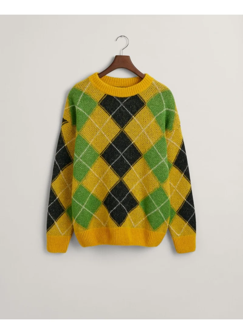 غانت Gant Furry Argyle Crew Neck Sweater