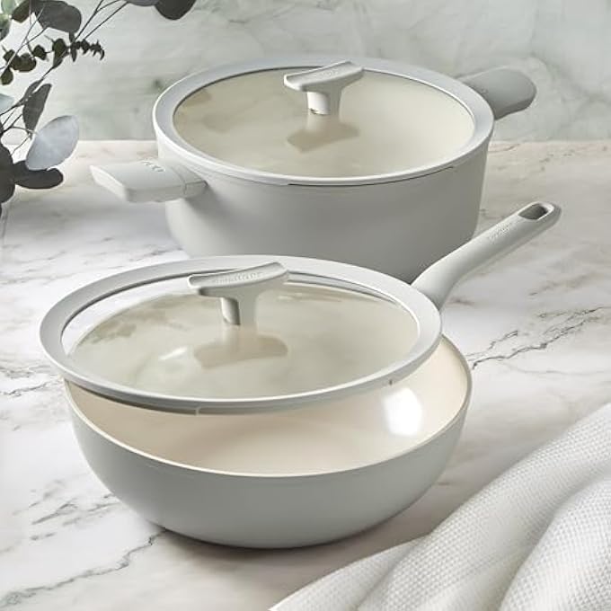 Berghoff Balance NonStick Ceramic Wok Pan 11 44Qt With Multifunctional Glass Lid Recycled Aluminum Ceragreen NonToxic Coating StayCool Handle Induction Pan Moonmist - Image 4