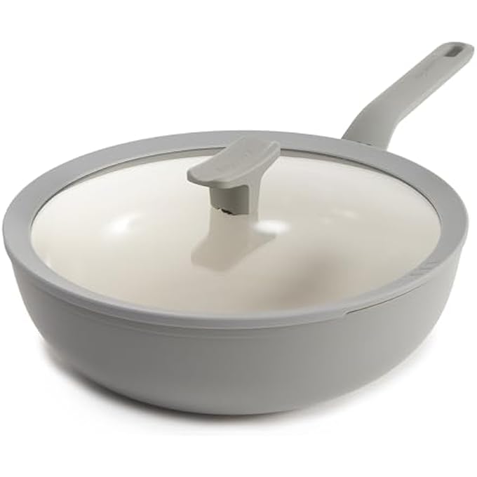 Berghoff Balance NonStick Ceramic Wok Pan 11 44Qt With Multifunctional Glass Lid Recycled Aluminum Ceragreen NonToxic Coating StayCool Handle Induction Pan Moonmist - Image 2