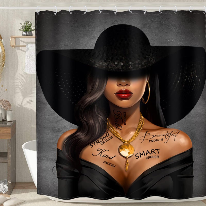 MESHELLY Mishelly Black Girl Startain 60wx72h African American Gray Ray Inspiration - Image 3