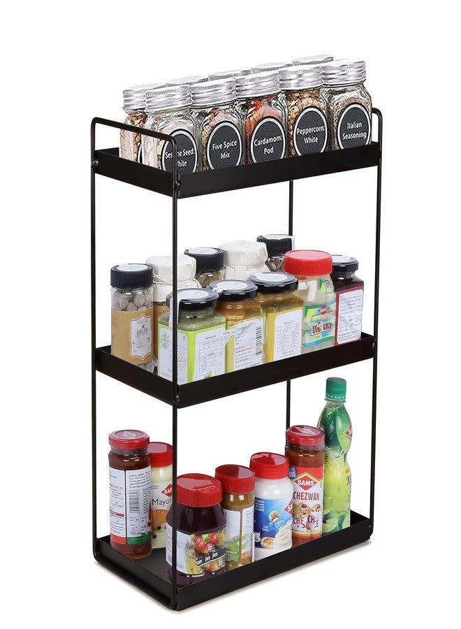 12FOR COLLECTION Big Size MULTIPUPOSE 3-Tier Standing Rack, Bathroom Countertop Storage Shelf Cosmetic Organizer Holder Kitchen Spice Rack, Black, Metal (Dish Rack) - Image 2