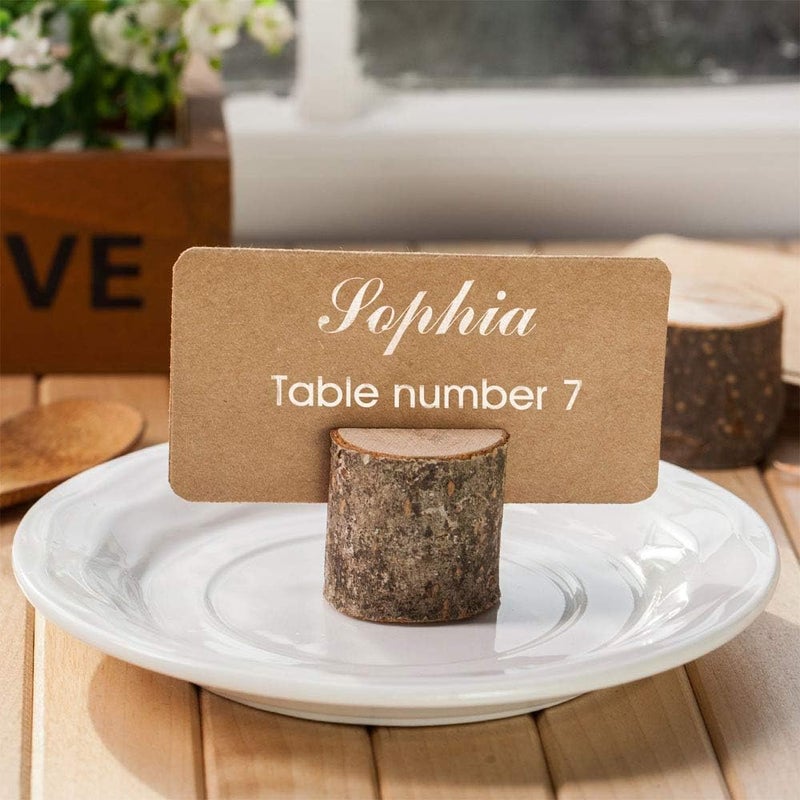 Toncoo 15Pcs Wood Place Card Holders & 30Pcs Place Cards, Table Number Holders, Rustic Party Decor, Wooden Sign holder, Rustic Wedding Decor Stand - Image 4