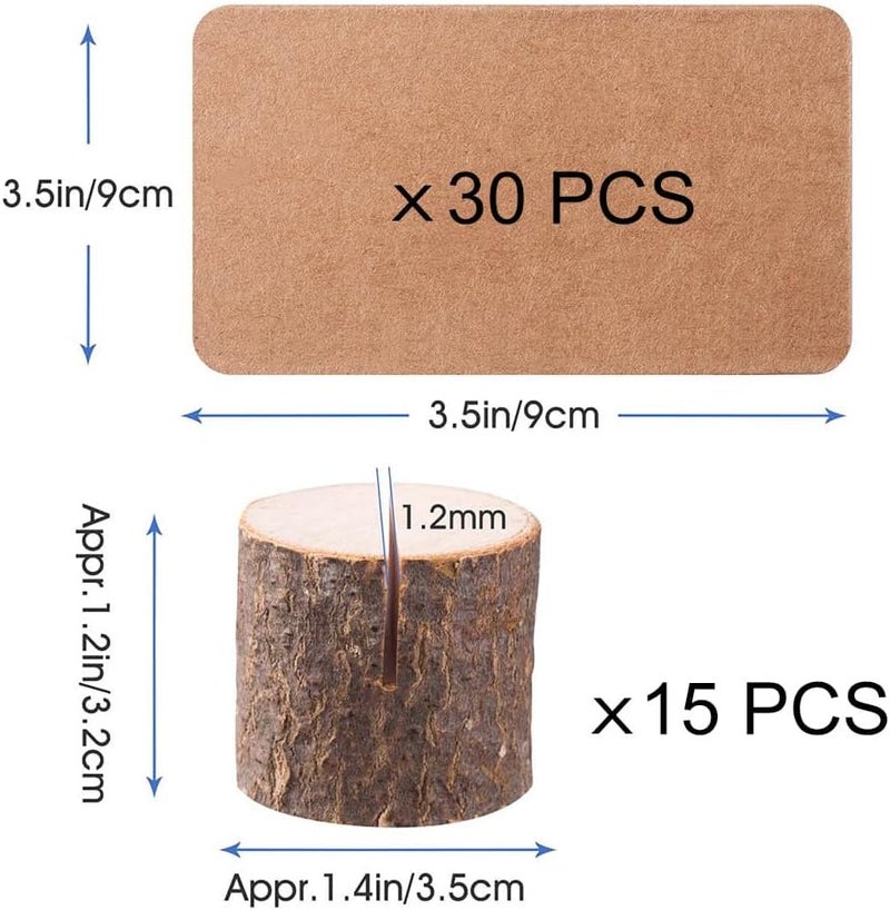 Toncoo 15Pcs Wood Place Card Holders & 30Pcs Place Cards, Table Number Holders, Rustic Party Decor, Wooden Sign holder, Rustic Wedding Decor Stand - Image 2