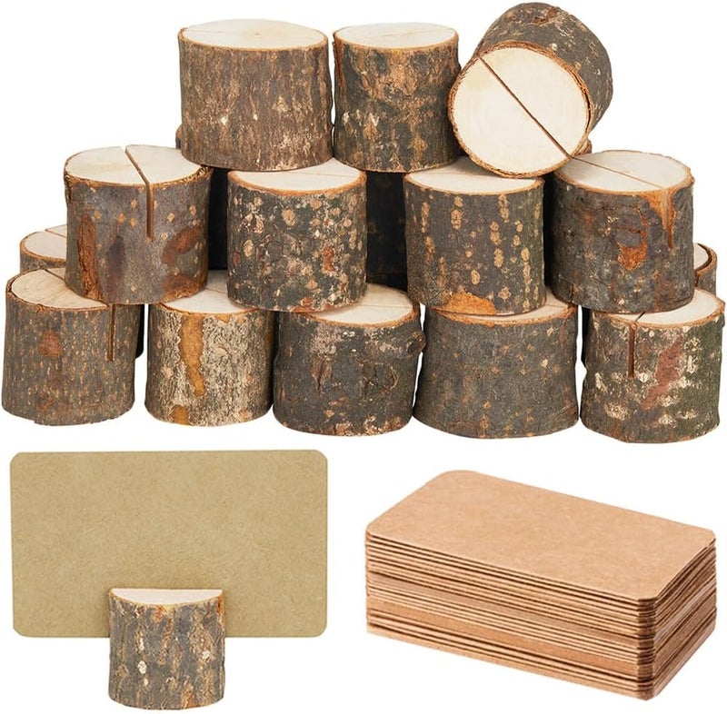 Toncoo 15Pcs Wood Place Card Holders & 30Pcs Place Cards, Table Number Holders, Rustic Party Decor, Wooden Sign holder, Rustic Wedding Decor Stand - Image 1