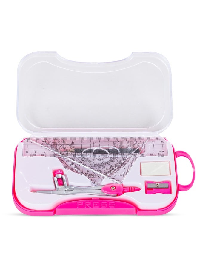 Eazy Kids Eazy Kids 8-Piece Geometry Box Set – Compass, Ruler, Protractor- Pink - Image 2
