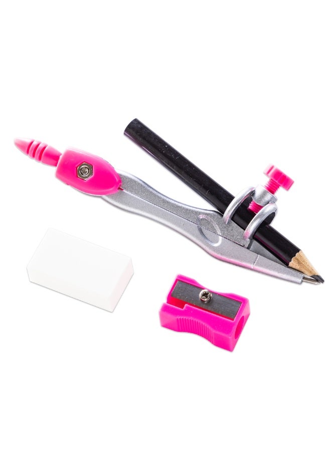 Eazy Kids Eazy Kids 8-Piece Geometry Box Set – Compass, Ruler, Protractor- Pink - Image 4