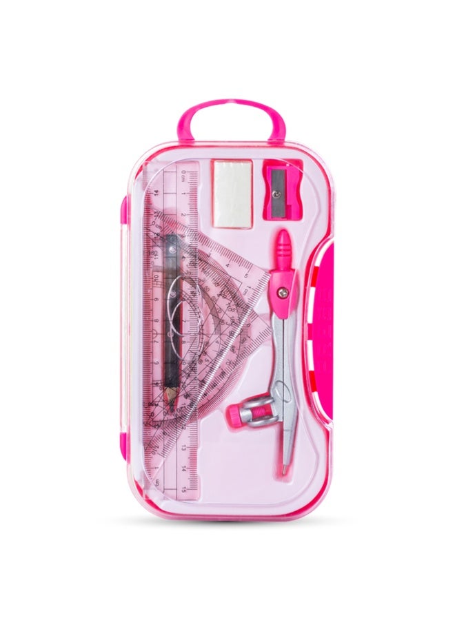Eazy Kids Eazy Kids 8-Piece Geometry Box Set – Compass, Ruler, Protractor- Pink - Image 1