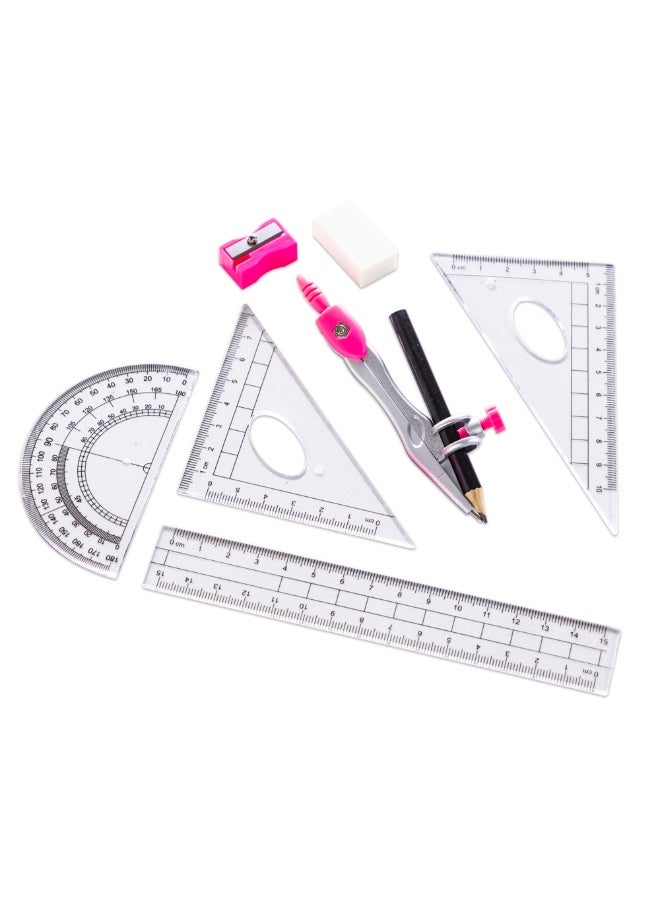 Eazy Kids Eazy Kids 8-Piece Geometry Box Set – Compass, Ruler, Protractor- Pink - Image 3