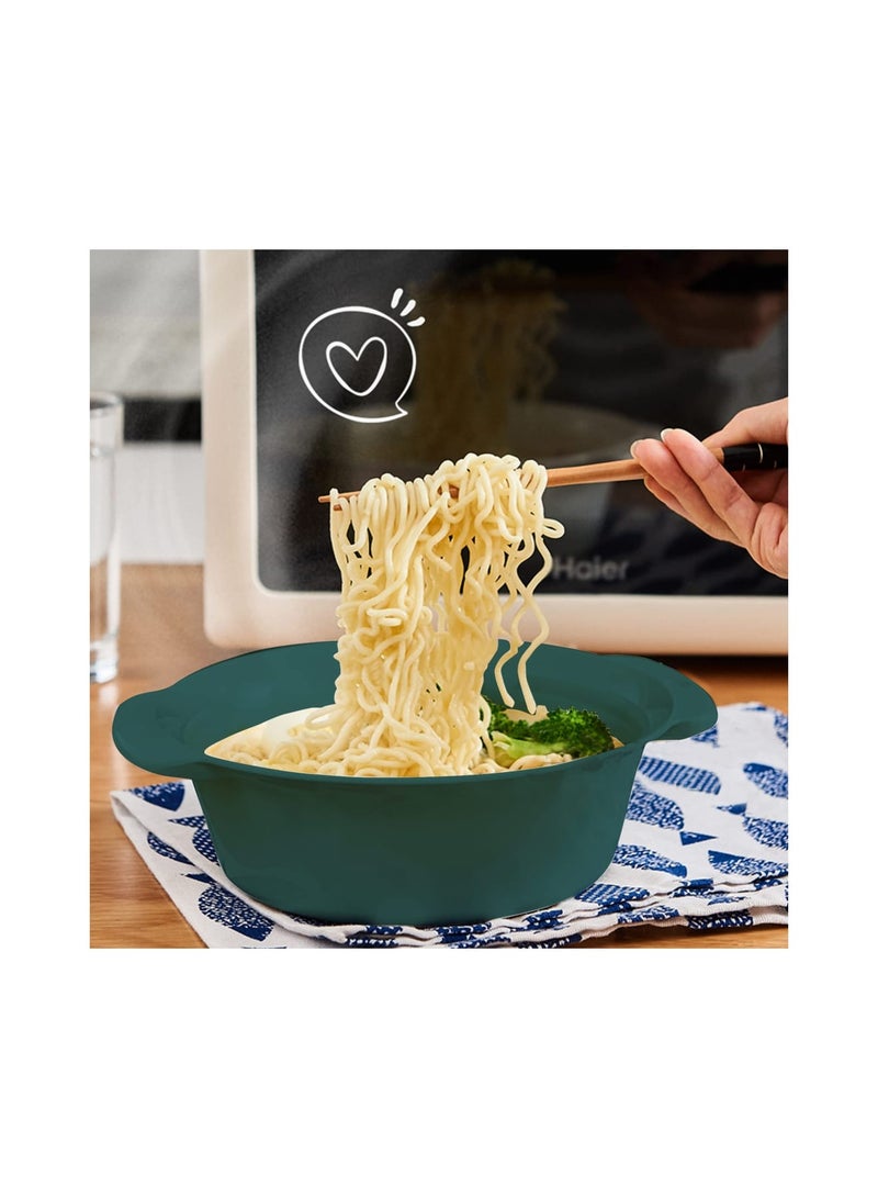 Zikra Plastic Noodle Bowl with Lid, Japanese Ramen Bowls, Heat Resistant Instant Serving Bowl Portable Salad Pasta Bowl for Office College Dorm - Small - Image 5