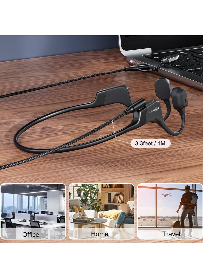SYOSI - 2 Pack 2 in 1 USB A+C for shokz Charging Cable, Shokz Charger for AfterShokz Aeropex AS800/Shokz OpenRun Pro/OpenRun/OpenRun Mini/OpenComm USB C and USB A Cord for Aftershokz Headphones Charger - Image 1