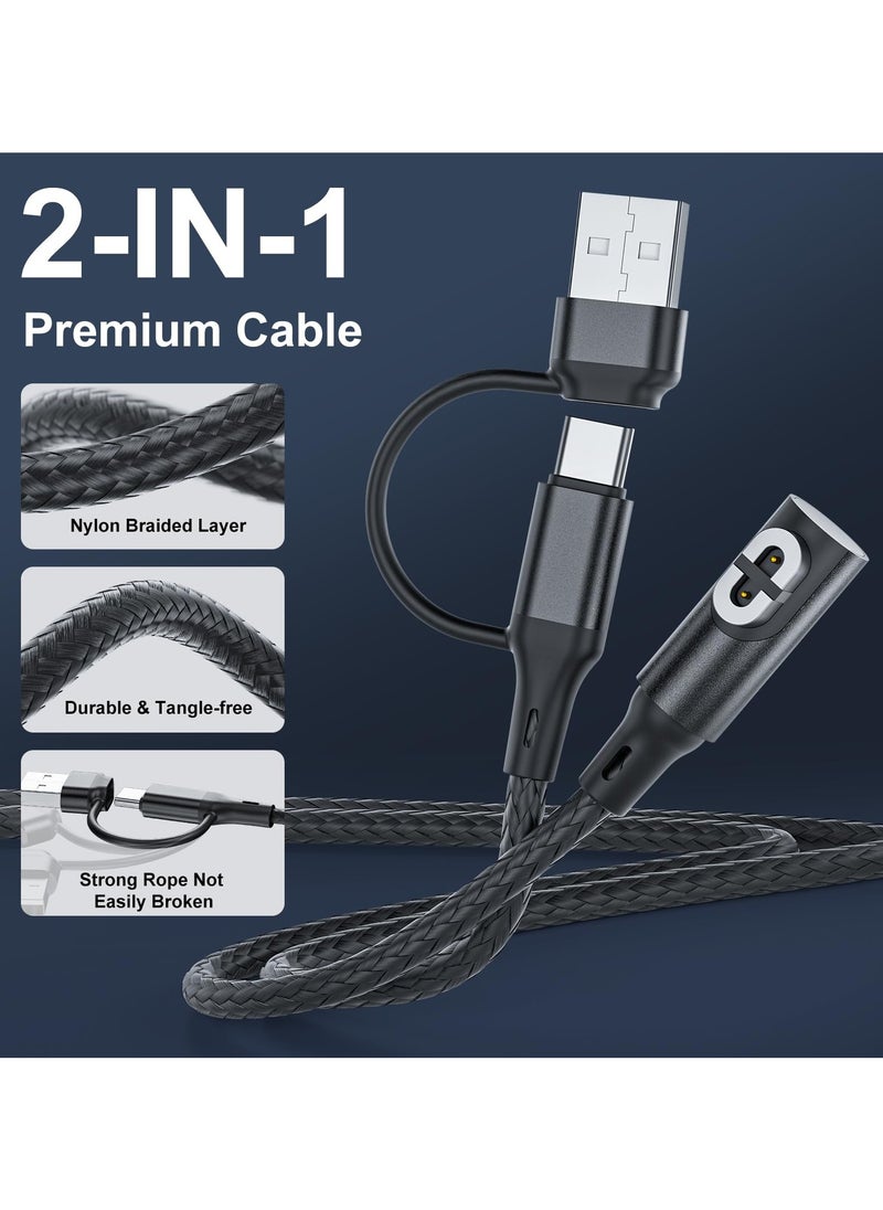 SYOSI - 2 Pack 2 in 1 USB A+C for shokz Charging Cable, Shokz Charger for AfterShokz Aeropex AS800/Shokz OpenRun Pro/OpenRun/OpenRun Mini/OpenComm USB C and USB A Cord for Aftershokz Headphones Charger - Image 1