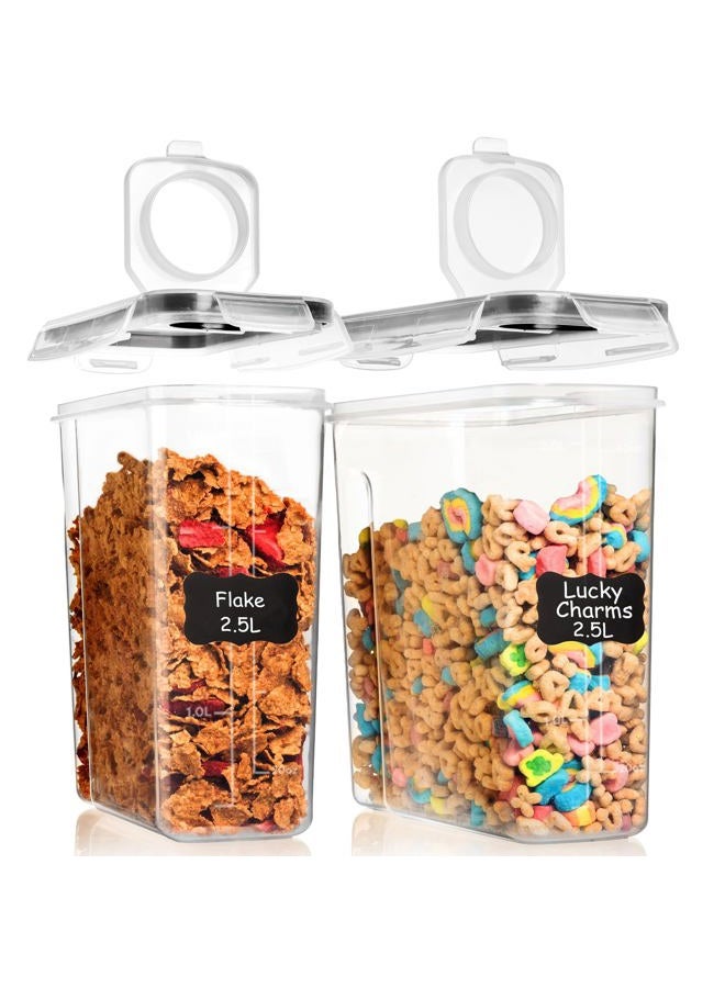 Shazo 2 Pack (2.5L / 84 Oz) EXTRA Large Airtight Food Storage Cereal Containers for Bulk Food Storage BPA-Free Plastic Container, Pantry Organization and Canister for Rice, Pasta, Sugar & Flour - Image 1