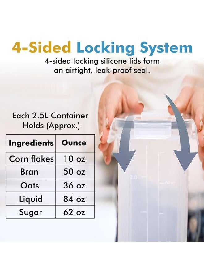 Shazo 2 Pack (2.5L / 84 Oz) EXTRA Large Airtight Food Storage Cereal Containers for Bulk Food Storage BPA-Free Plastic Container, Pantry Organization and Canister for Rice, Pasta, Sugar & Flour - Image 5