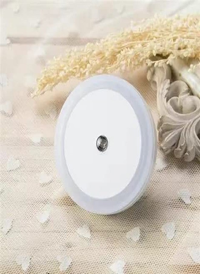 DRAMIQ® Auto Sensor Led Night Lamp 0.5W Fully Automatic Smart Sensor Led Plug Night light For Bedroom Gift Office Living Room kitchen (1, ROUND-WHITE) - Image 1