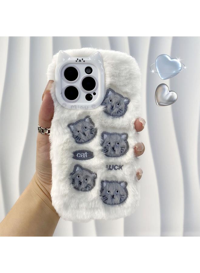 اس-توب جراب لهاتف iPhone 16 Pro Max، جراب هاتف من السيليكون المخملي المطرز اللطيف - Image 1