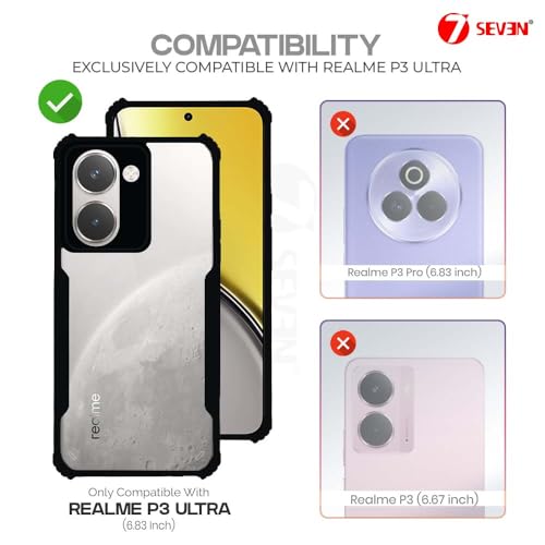 7-Seven 7SEVEN® Ipacky Back Cover for Realme P3 Ultra Mobile Back Case Shock Proof Design Camera Edges Protection Crystal Clear Phone Case Precise Cutouts Matte Black Soft Bumper Phone Cover - Image 2