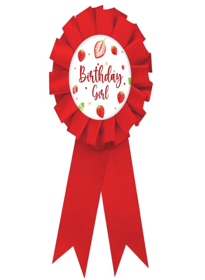 SUPERLUBY Strawberry Birthday Girl Tinplate Badge Pin, Berry Sweet Happy Birthday Pin, Big Sister Button for Girl, Red Rosette Sister to Be Award Ribbon, Strawberry Baby Shower Party Favors - Image 1