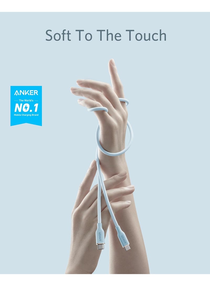 Anker Powerline III Flow, USB C to USB C Cable 240W 3ft, USB 2.0 Type C Charging Cable Fast Charge for MacBook Pro 2020, iPad Pro 2020, iPad Air, iPad Mini 6, Pixel, Switch (Blue) - Image 5