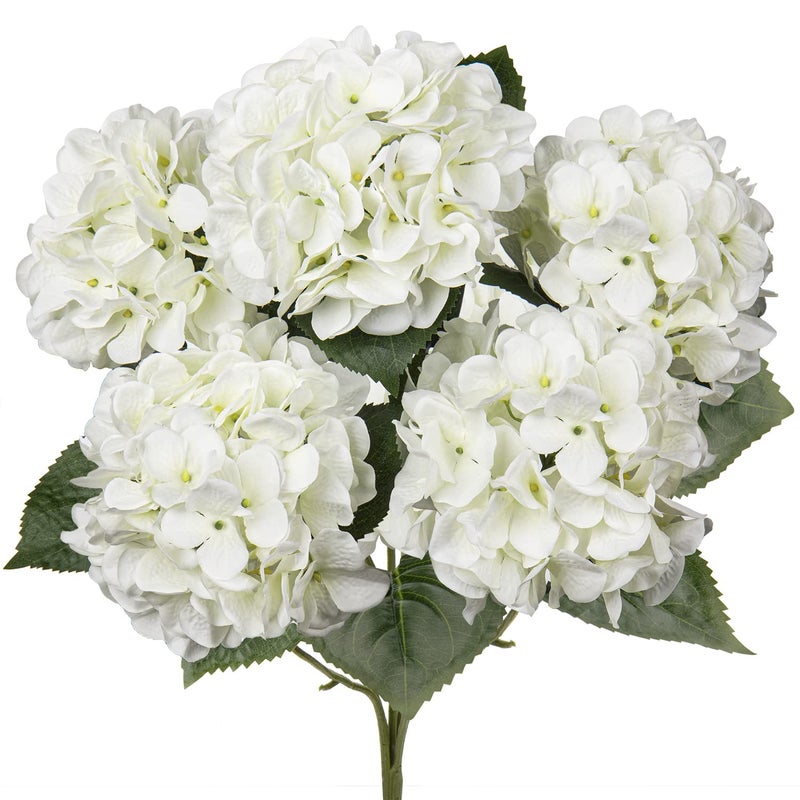 Hollyone White Hydrangea Artificial Flowers Large Artificial Hydrangeas Silk Flower for Home Decor Indoor Wedding Flower Bouquets Faux Flowers Kitchen Centerpiece Table Decorations - Image 1