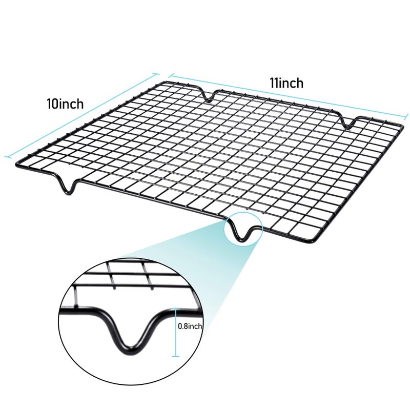 Lamoutor 2Pcs Metal Kitchen Baking Cooling Rack Square Wire Cooling Rack For Cake And Meat 10 X 11 Inches (Black) - Image 2