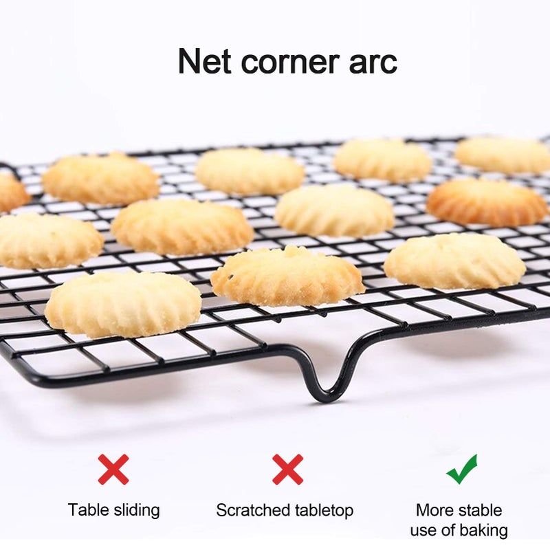 Lamoutor 2Pcs Metal Kitchen Baking Cooling Rack Square Wire Cooling Rack For Cake And Meat 10 X 11 Inches (Black) - Image 4