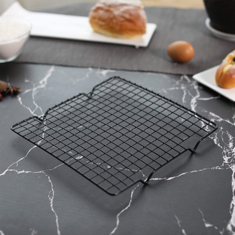 Lamoutor 2Pcs Metal Kitchen Baking Cooling Rack Square Wire Cooling Rack For Cake And Meat 10 X 11 Inches (Black) - Image 5