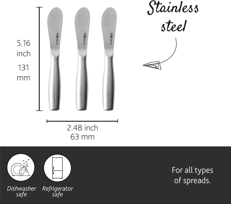 BOSKA Cheese Spreading Knives Mini Copenhagen – 3 Stainless Steel Cheese Spreaders for Butter, Soft Cheese & Appetizers – Elegant Butter Knife Set for Cheese Boards & Entertaining - Image 2